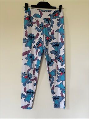 Disney Blue Character Print Leggings - Stitch Pattern Size Small